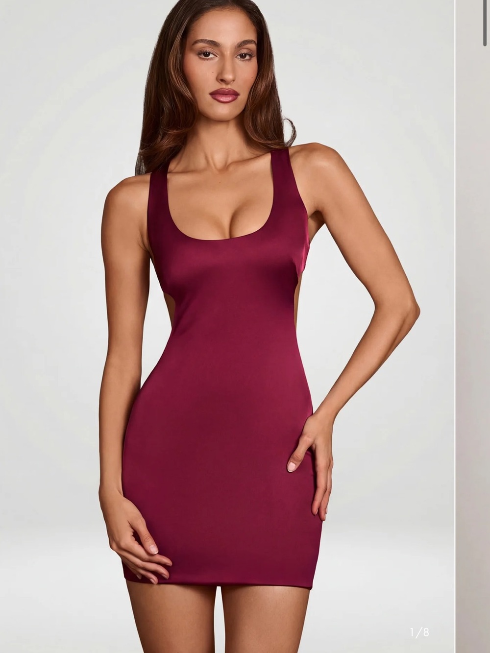 Oh Polly Sleeveless Scoop Mini Dress in Wine Red